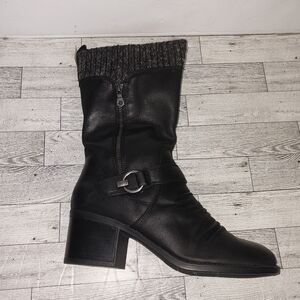 Bare Traps Womens Wylla Leather Closed Toe Mid-Calf, Dark Grey, Size M